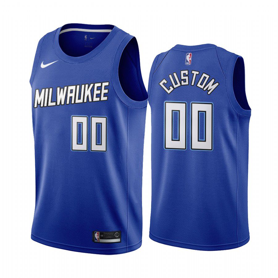 Men Milwaukee Bucks #00 custom navy city edition new uniform 2020 nba jersey->milwaukee bucks->NBA Jersey